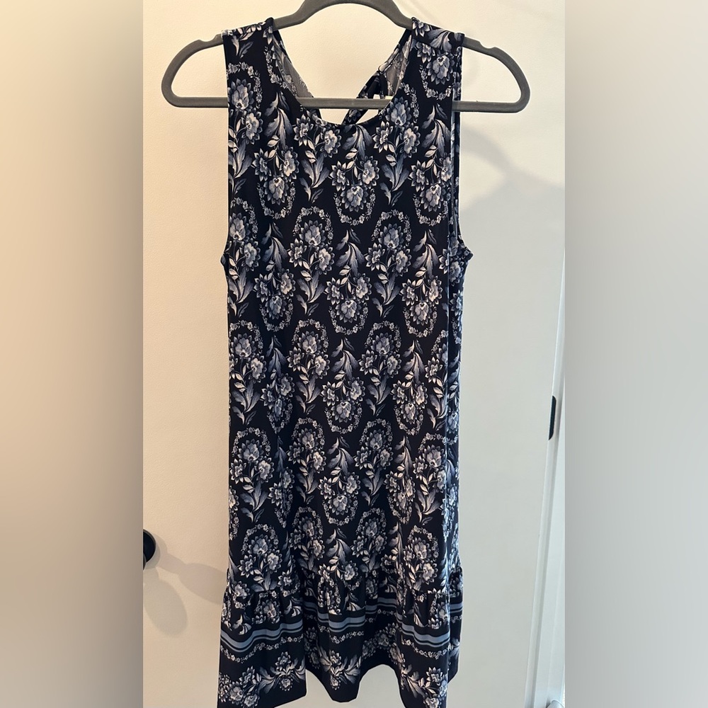 LOFT Black and White Floral Dress